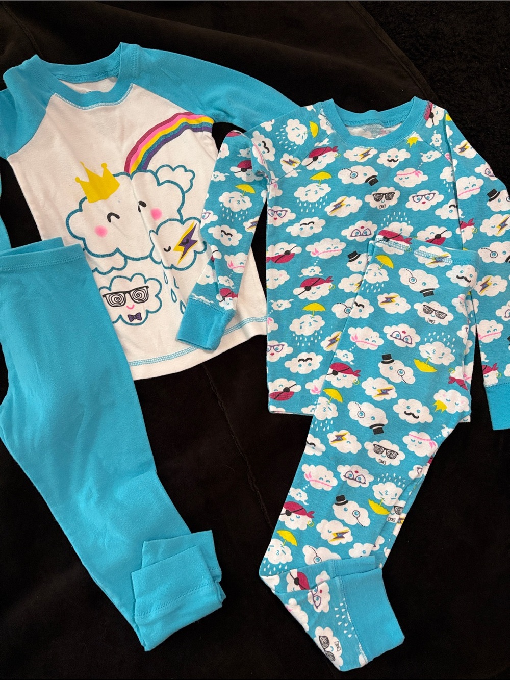 Joe Boxer Kids Blue Cloud & Rainbow Footed One-Piece Pajamas
